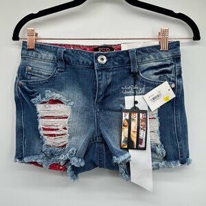 FSR NEW Distressed Visible Contrast Paisley Pockets Denim Shorts 1 / 25